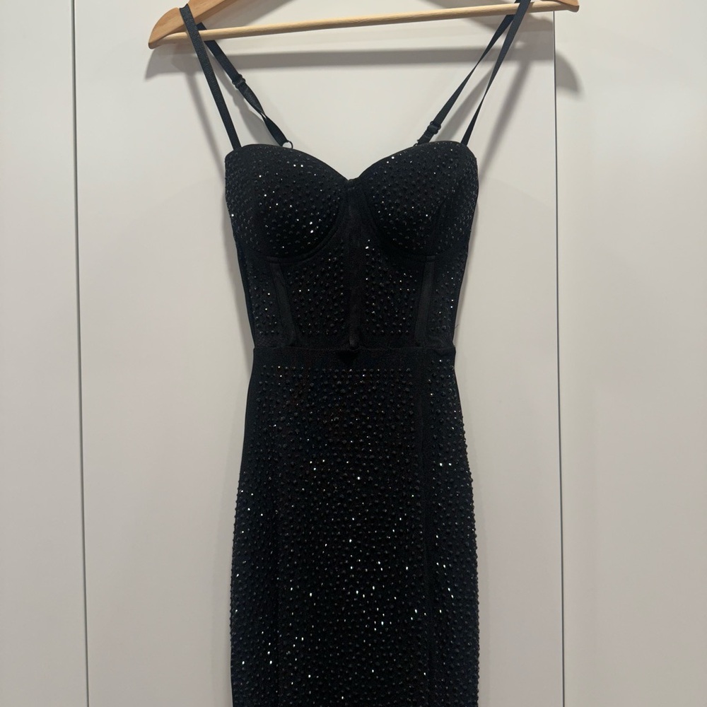 Long Black Beaded Windsor Maxi Dress